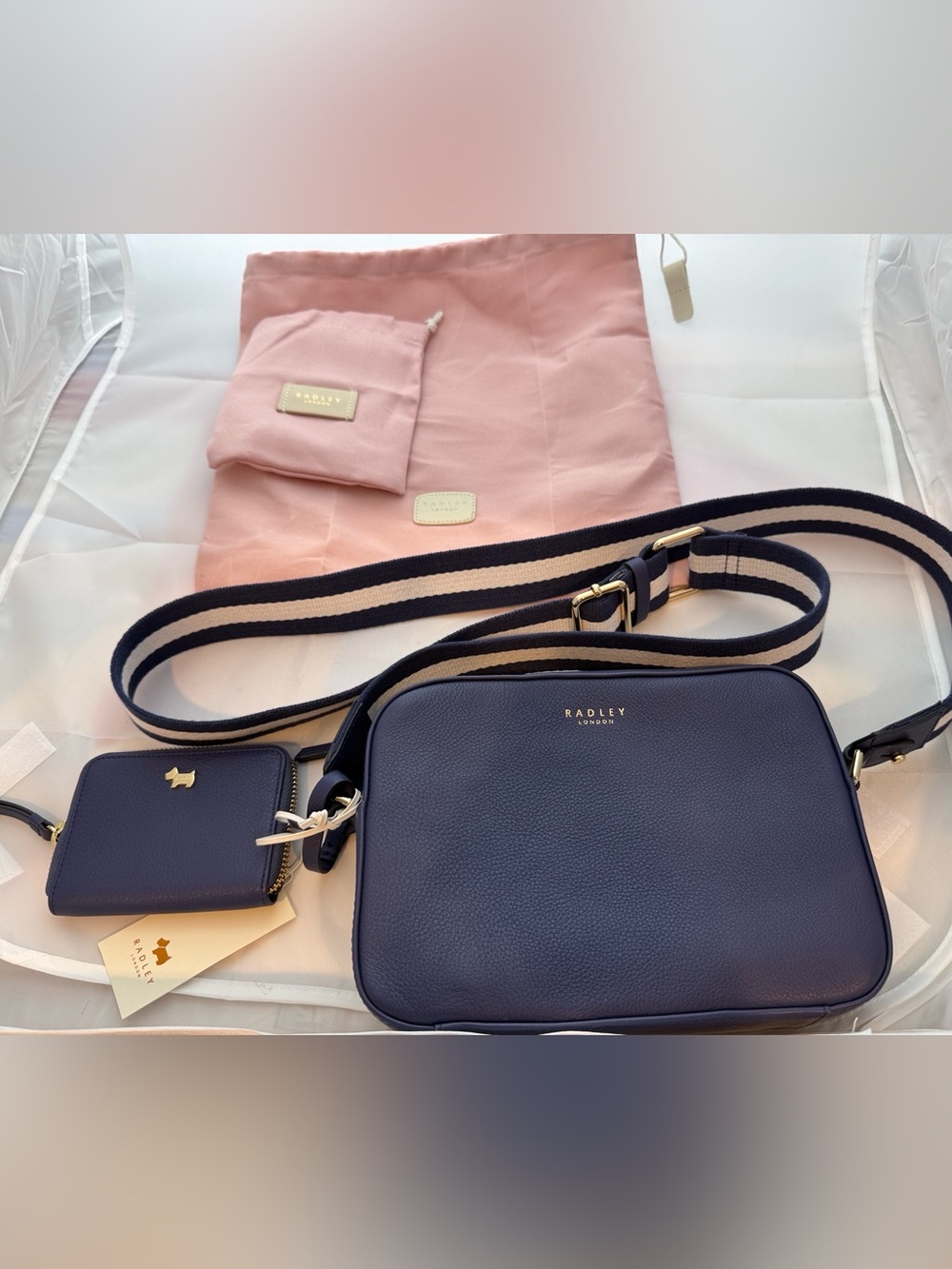 Radley London Spitalfields Row Crossbody Bag and Wallet Blue NWT